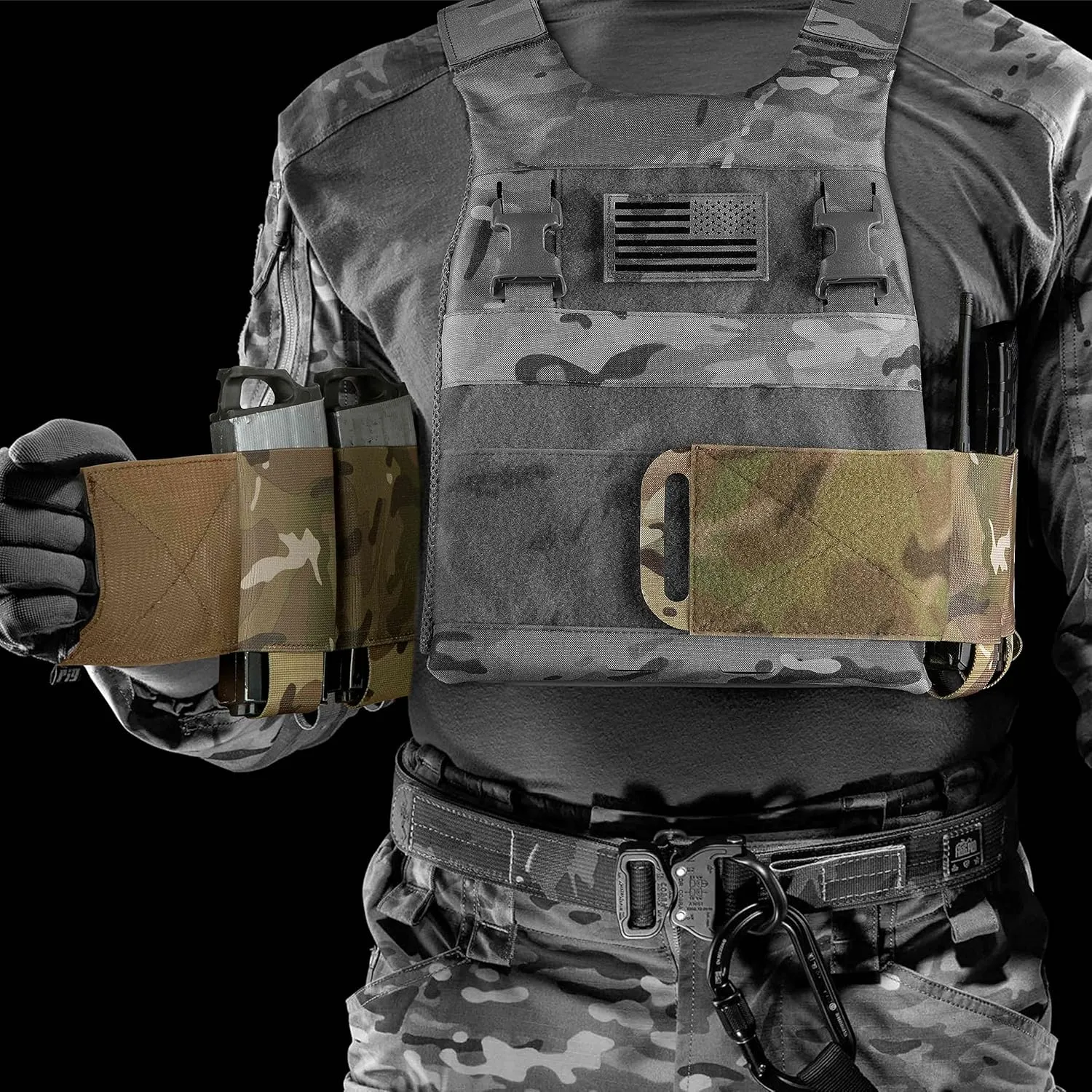 PETAC GEAR Elastic Cummerbund for Tactical Vest Stretch Cummerbund with 8 Pouches for FCPC LBT LBX
