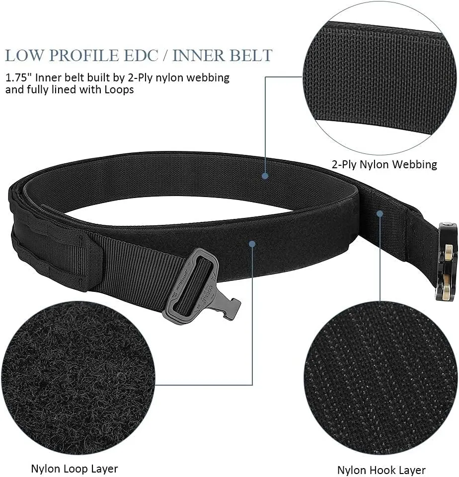 PETAC GEAR Tactical Battle Belt With Cobra Buckle D-Ring | Military Heavy Duty Rigger Gun Belts | Inner Outer Molle Belt.