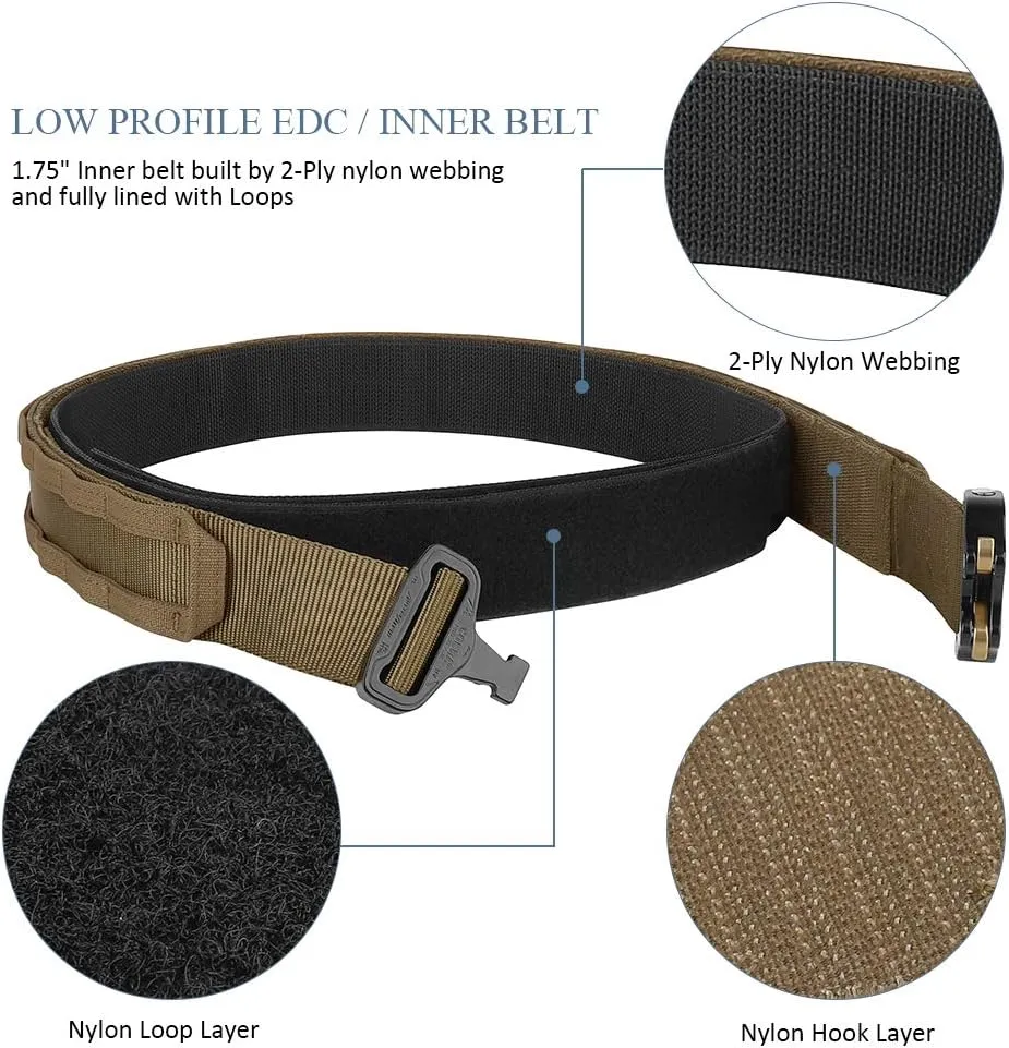 PETAC GEAR Tactical Battle Belt With Cobra Buckle D-Ring | Military Heavy Duty Rigger Gun Belts | Inner Outer Molle Belt.
