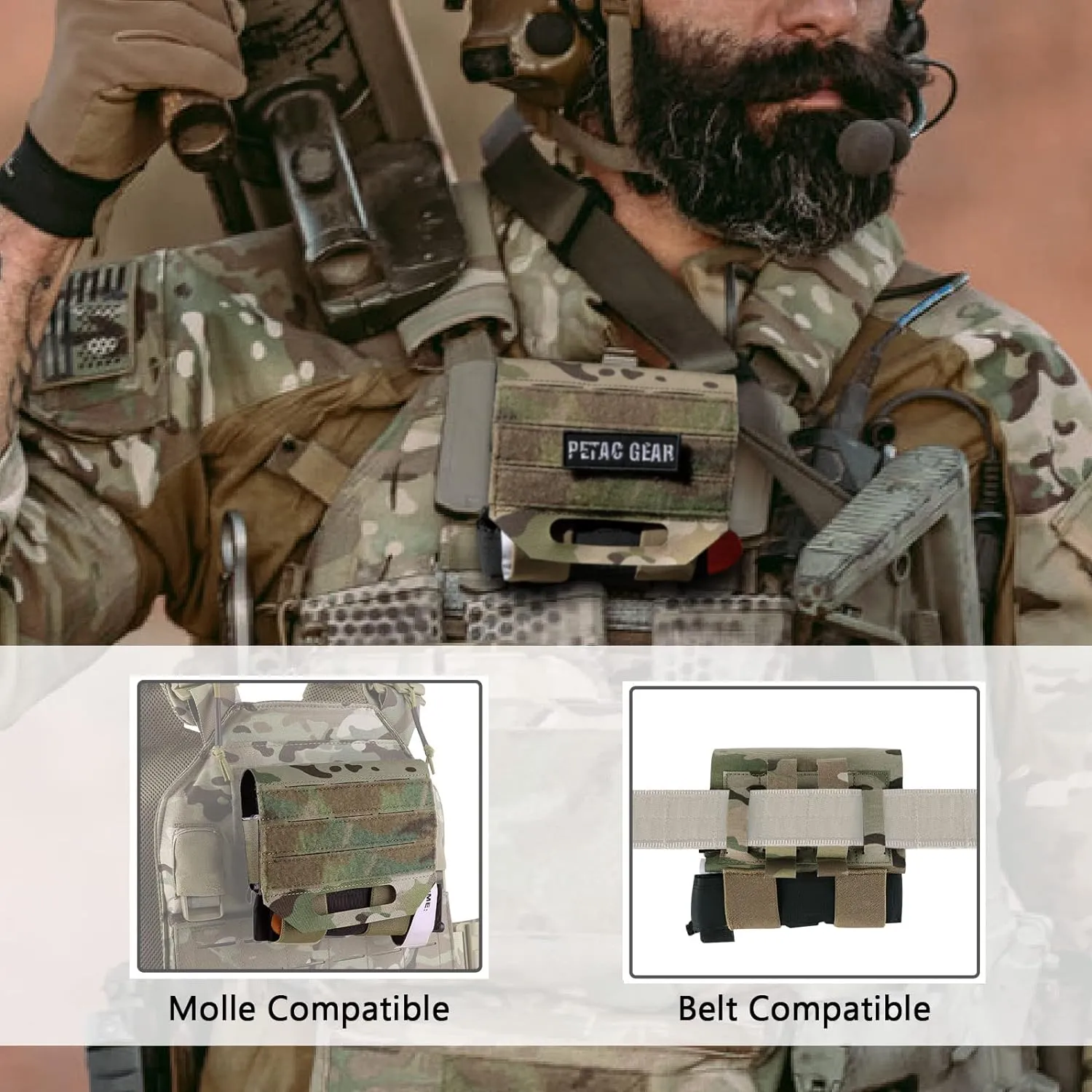 PETAC GEAR Tactical Ifak Pouch,Molle First Aid Micro Trauma Kit Military，Belt Medical Survival Pouches.(Bag Only)