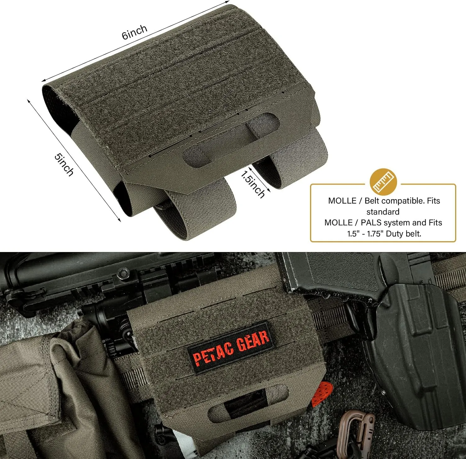 PETAC GEAR Tactical Ifak Pouch,Molle First Aid Micro Trauma Kit Military，Belt Medical Survival Pouches.(Bag Only)