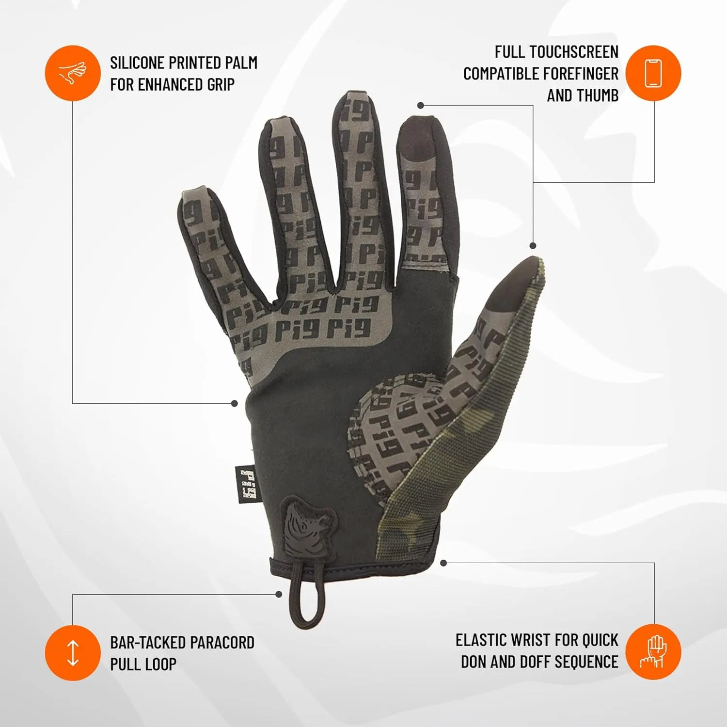 PIG Delta Utility Tactical Gloves, Touchscreen Compatible, High Dexterity, for Shooting, 1 Pair