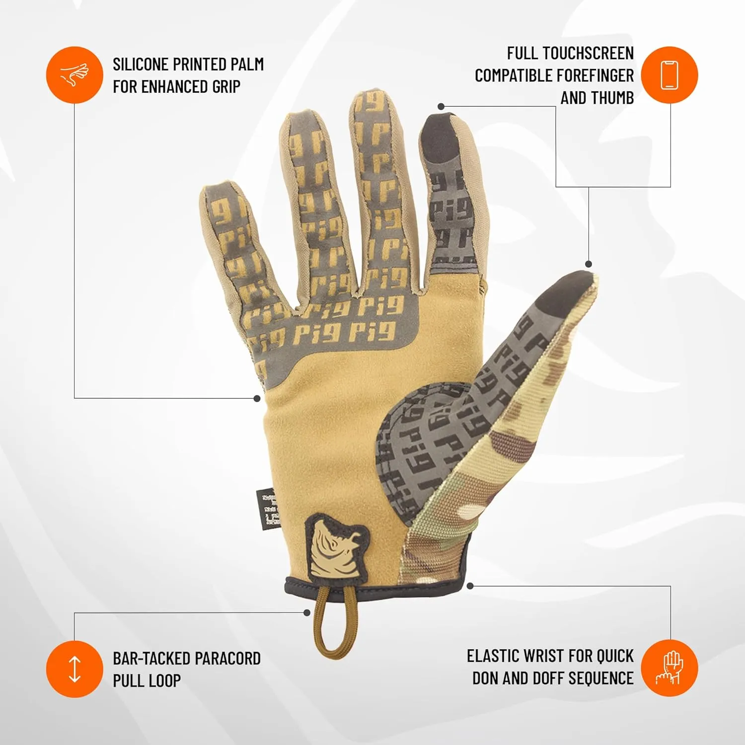 PIG Delta Utility Tactical Gloves, Touchscreen Compatible, High Dexterity, for Shooting, 1 Pair