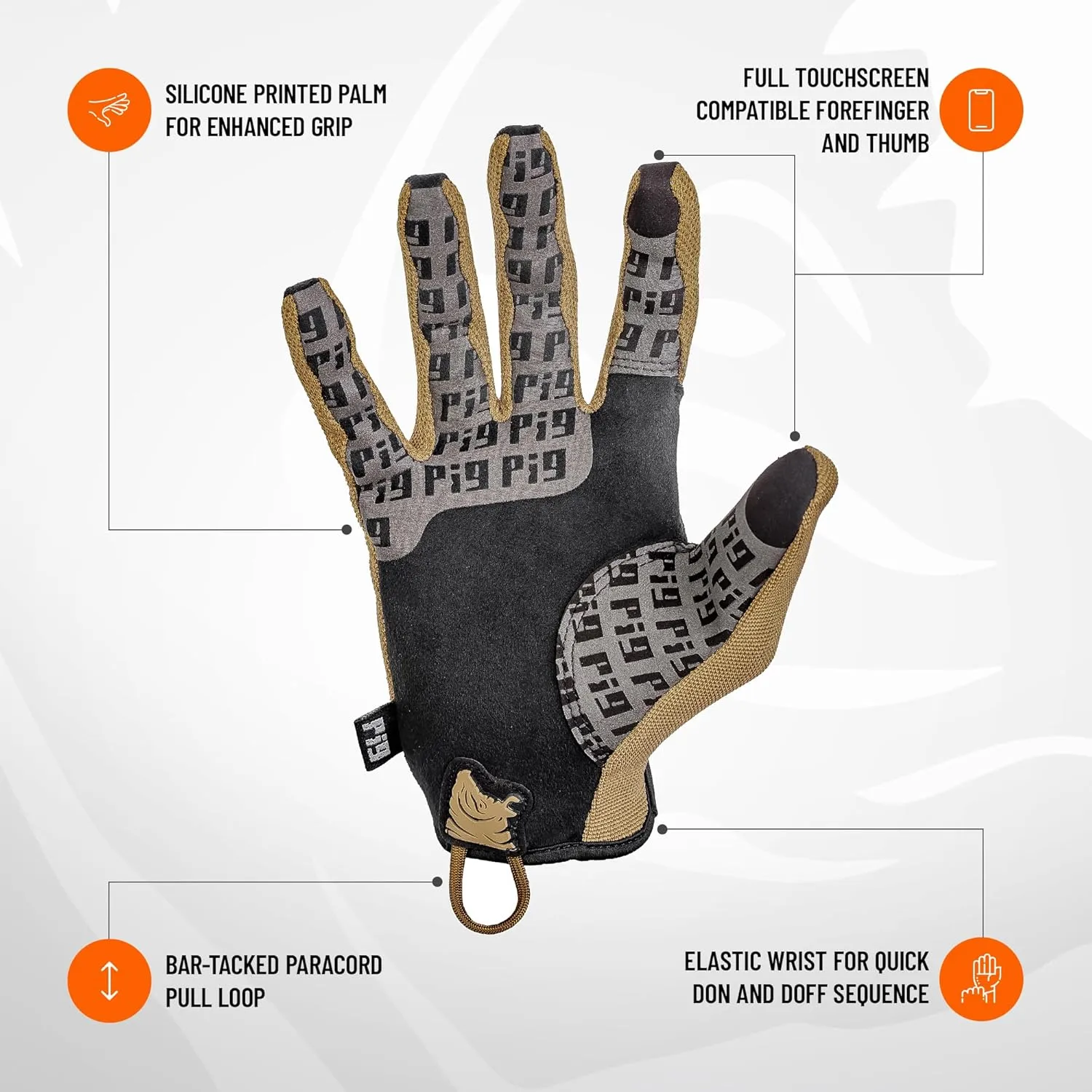 PIG Delta Utility Tactical Gloves, Touchscreen Compatible, High Dexterity, for Shooting, 1 Pair