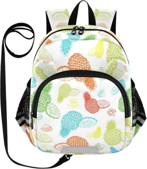 Pineapple Pomegranate Preschool Backpack Lemon Daycare Bookbag School Backpack with Traction Rope for Kids 3-6