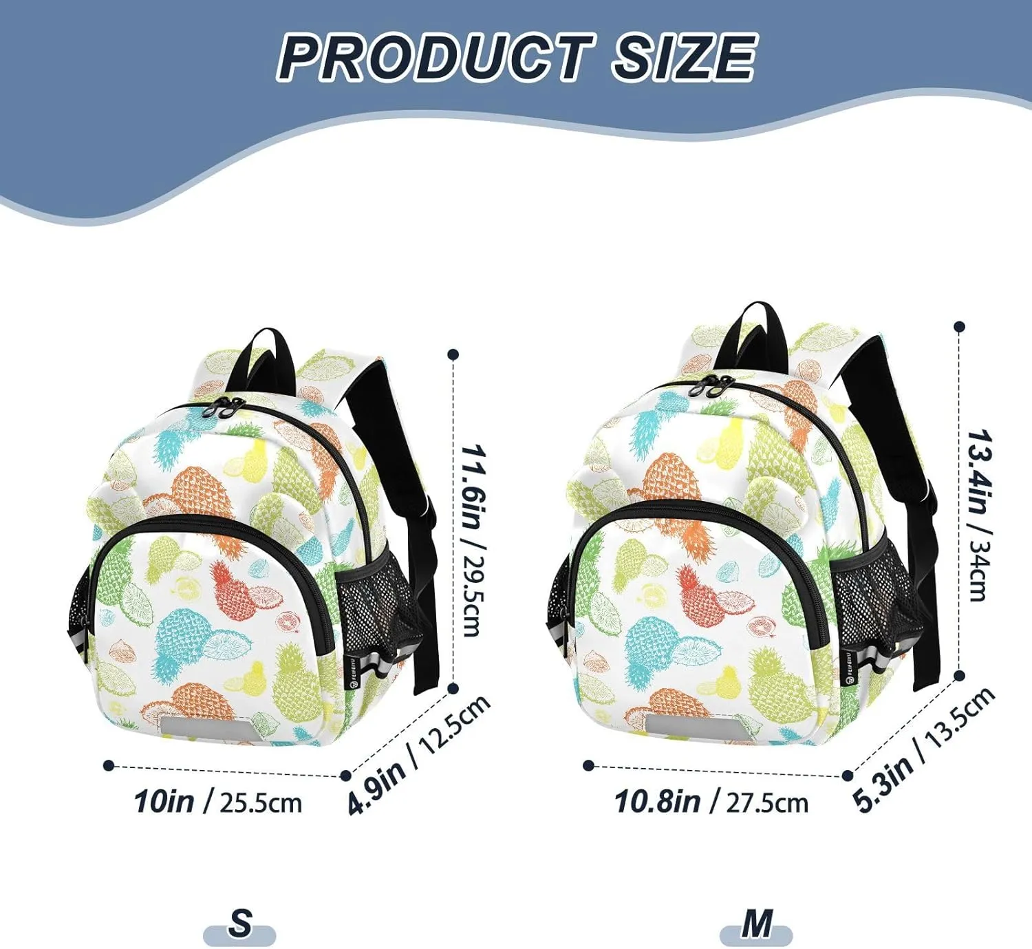 Pineapple Pomegranate Preschool Backpack Lemon Daycare Bookbag School Backpack with Traction Rope for Kids 3-6