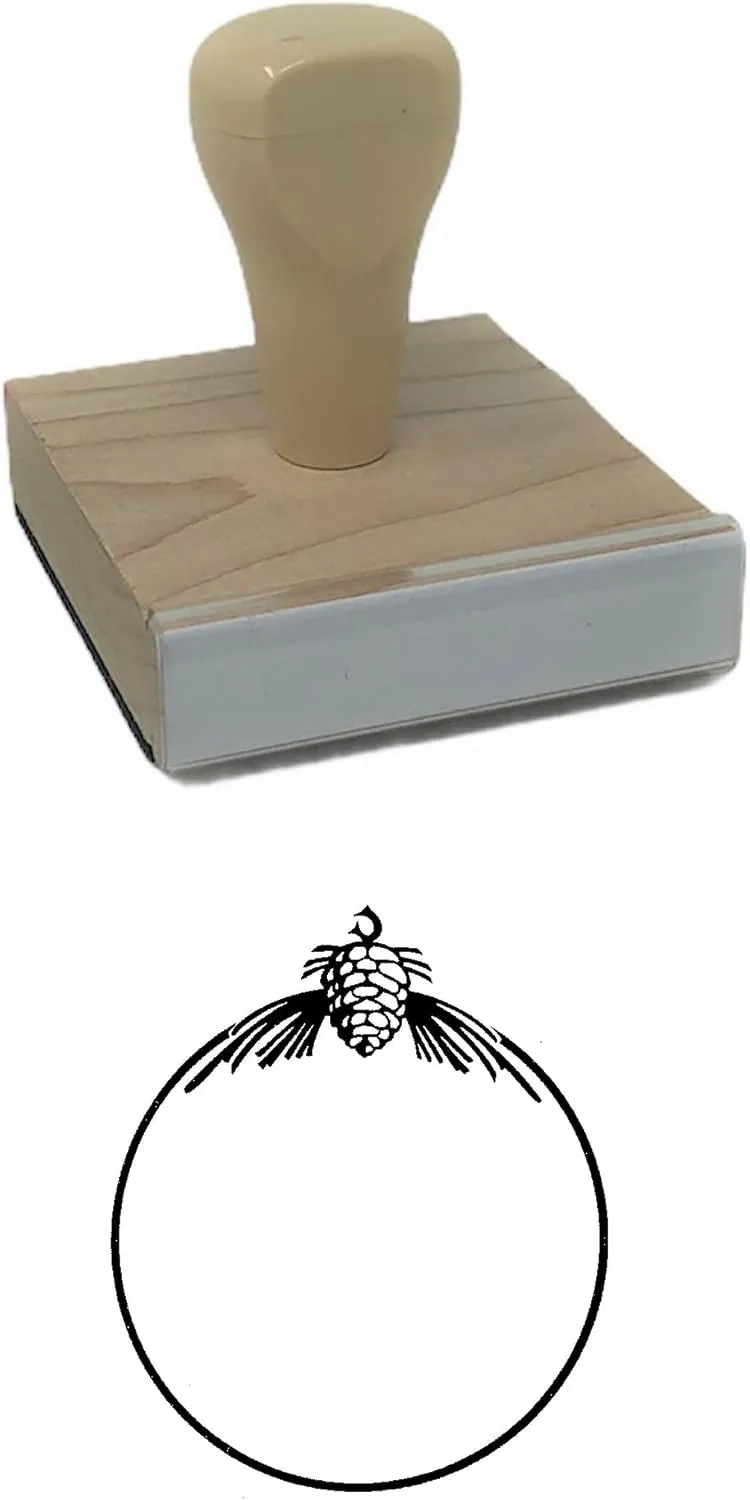 Pinecone ORN Rubber Stamp, 2 X 2'' Wood Stamp