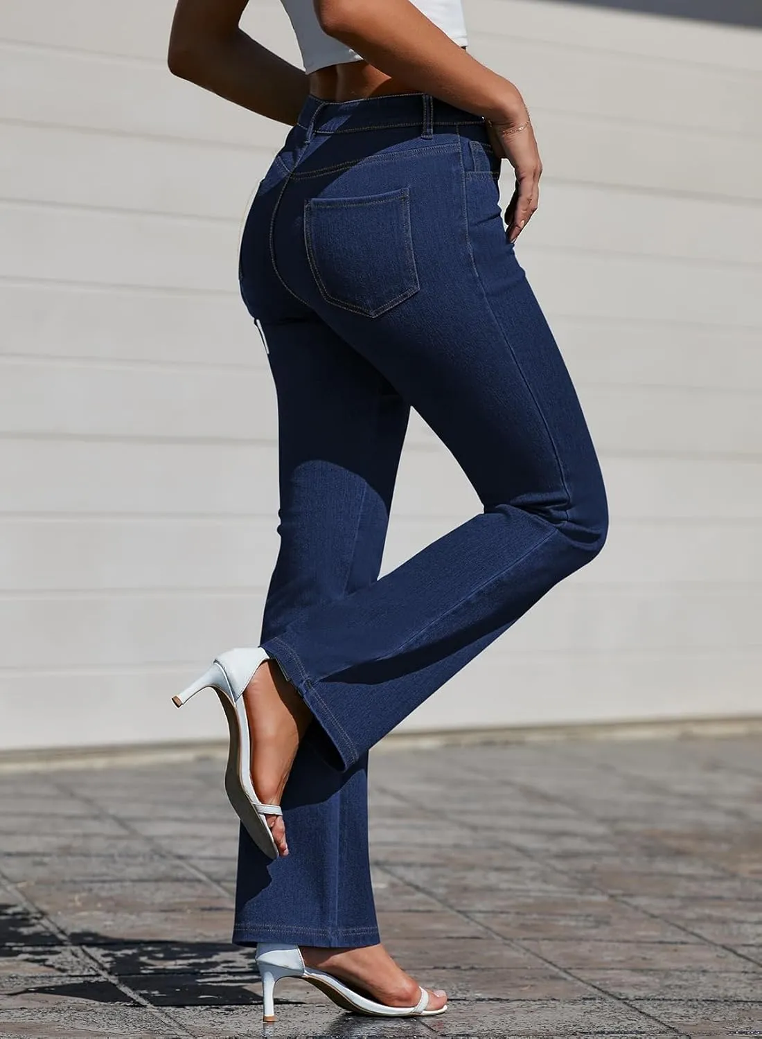 Pink Queen Women Bootcut Jeans High Waisted Stretchy Curvy Denim Trouser Pant