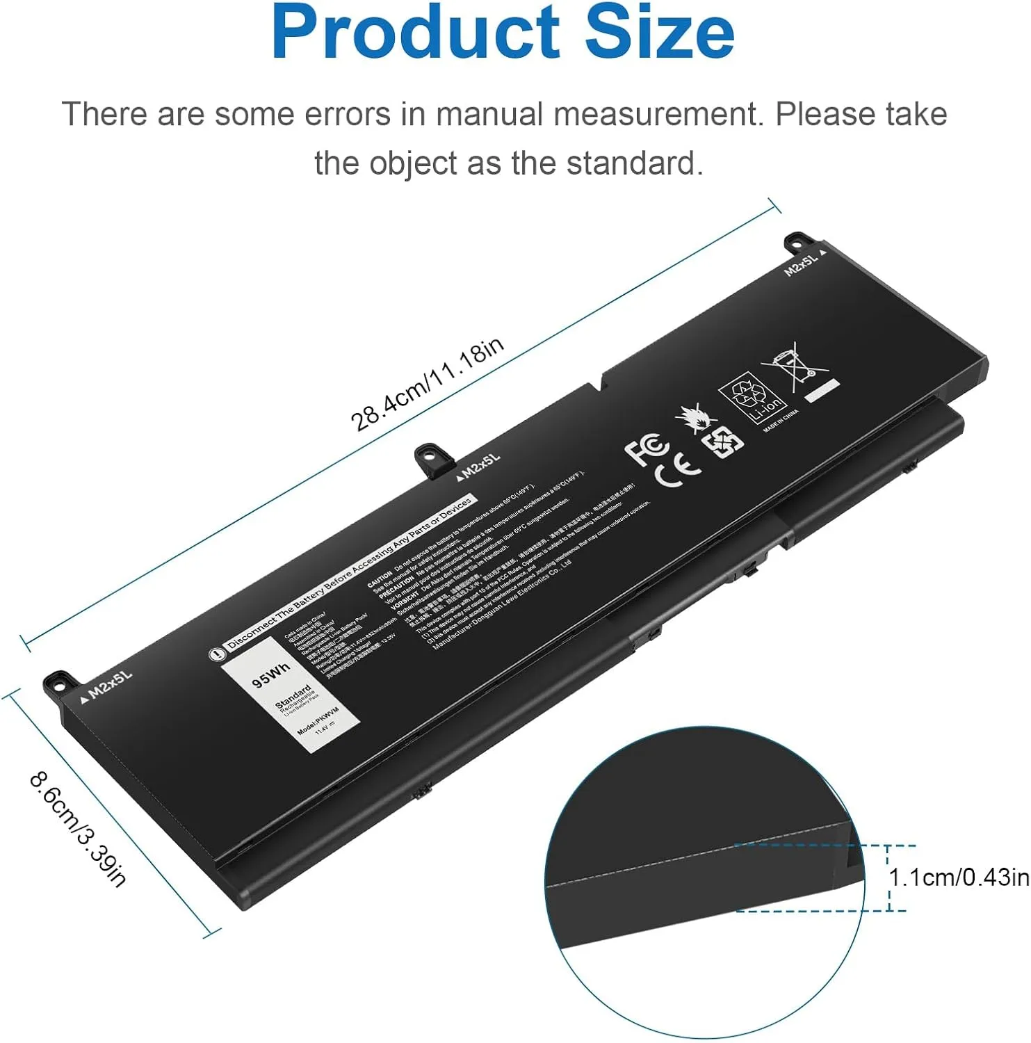 PKWVM Laptop Battery Compatible with Dell Precision 7550 7750 7560 7760 Series Workstation Notebook C903V CR72X 0CR72X 17C06 068N03 447VR 0447VR P44E P93F P44E001 P44E002 P93F001 P93F002 453-BBCQ