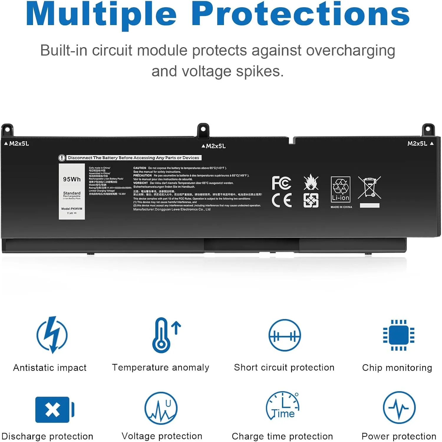 PKWVM Laptop Battery Compatible with Dell Precision 7550 7750 7560 7760 Series Workstation Notebook C903V CR72X 0CR72X 17C06 068N03 447VR 0447VR P44E P93F P44E001 P44E002 P93F001 P93F002 453-BBCQ