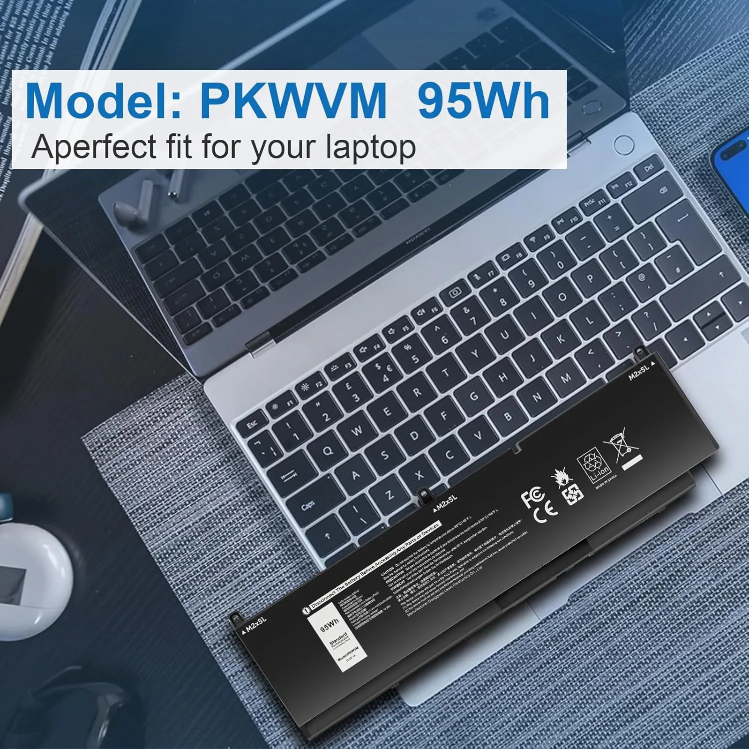 PKWVM Laptop Battery Compatible with Dell Precision 7550 7750 7560 7760 Series Workstation Notebook C903V CR72X 0CR72X 17C06 068N03 447VR 0447VR P44E P93F P44E001 P44E002 P93F001 P93F002 453-BBCQ