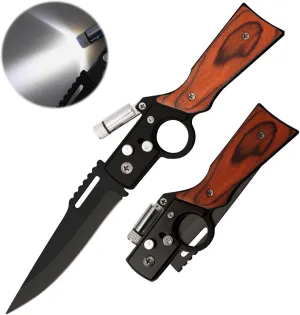 Pocket Knife, AK 47 Folding Knife for Camping Fishing Hiking Tactical Knife and EDC, LED Light, Husband Birthday Present, With Deep Pocket Clip for Men Women(Black)