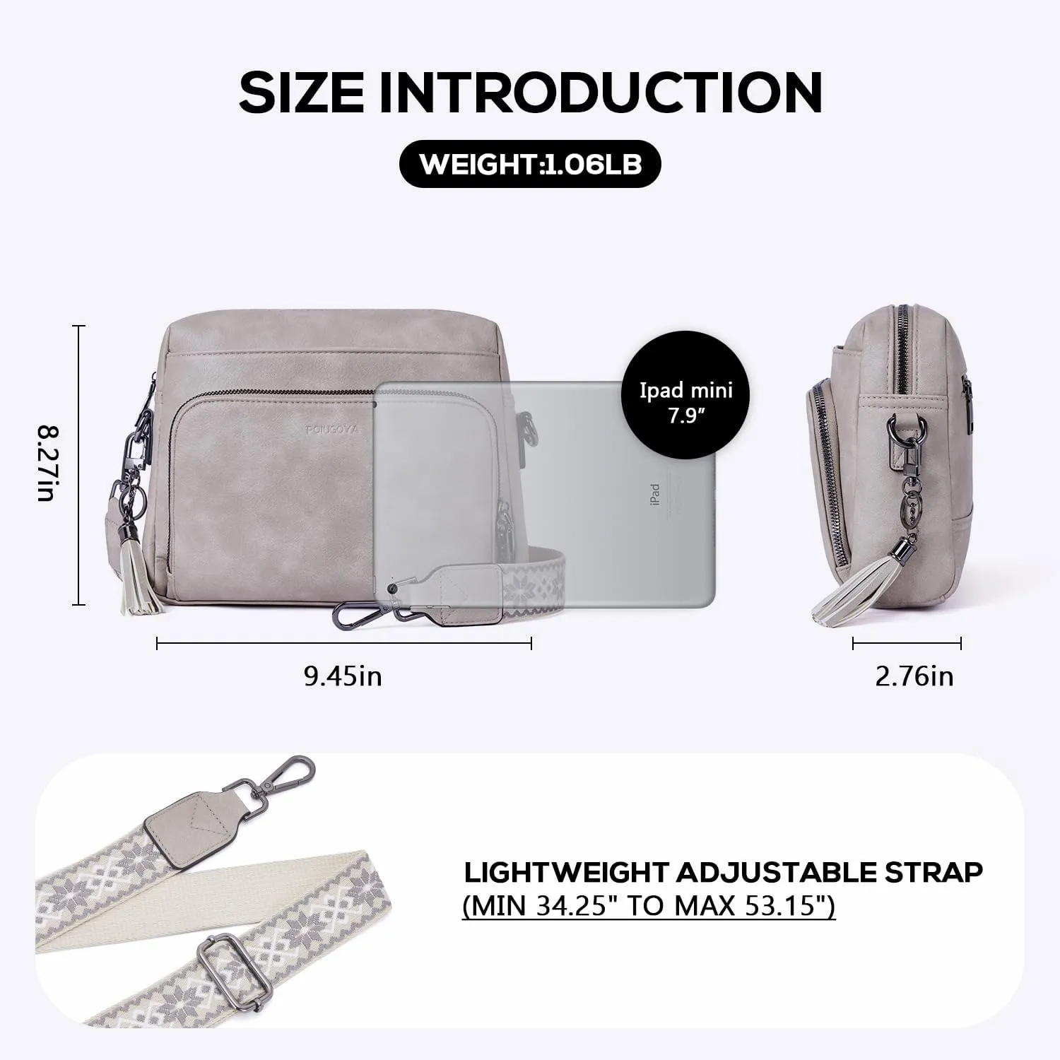 POIUGOYA Crossbody Purses for Women Trendy,Vegan Leather Medium Crossbody Bag,Women's Crossbody Travel Purse Built in Wallet