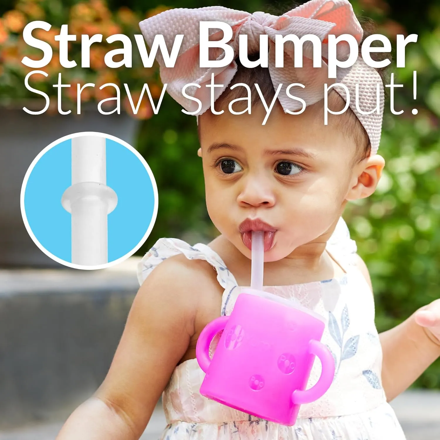 PopYum Silicone Training Cup with Straw   Lid 2-Pack for Baby, Infant and Toddler, Tumbler, Sippy, handles, 5 ounce (blue, orange)