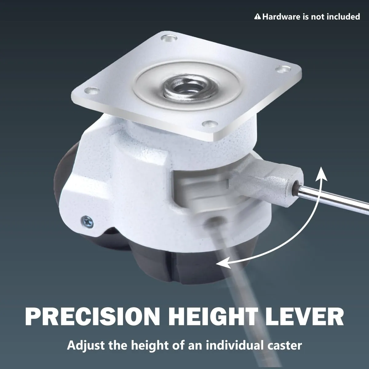 POWERTEC 17300 2-Inch Leveling Casters Set of 4 | Heavy Duty with Adjustable Ratcheting Handles | Retractable and Swivel Castors 4 PK