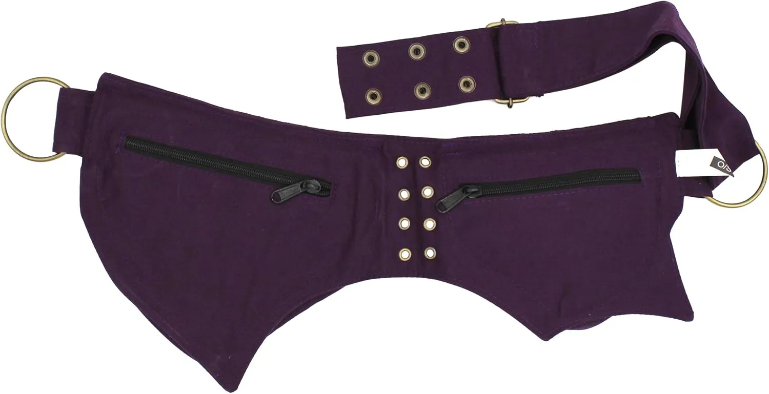 Practical Fannypack Cotton Waistbag Travel Utility Belt-Plum