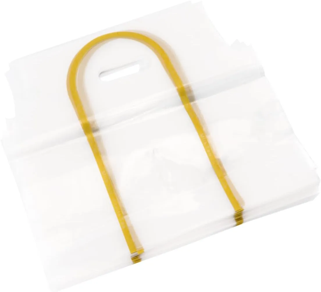 PRETYZOOM 50Pcs Transparent Takeaway Handbags for Beverages Coffee Tea Strong Flexible Double Cup Carry Bags with for Takeout Packaging