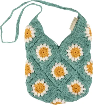 Primitives by Kathy Tote and Straps Feature a Crochet Style for a Unique Handmade Appearance, Green, Orange, White