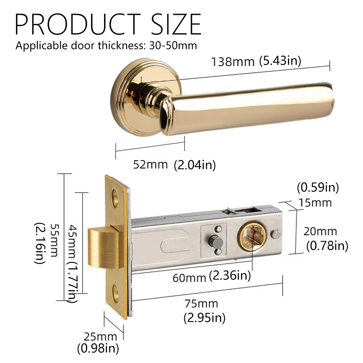 Privacy Door Handles – Stylish, Secure Brushed Brass Lockable Door Handle Black