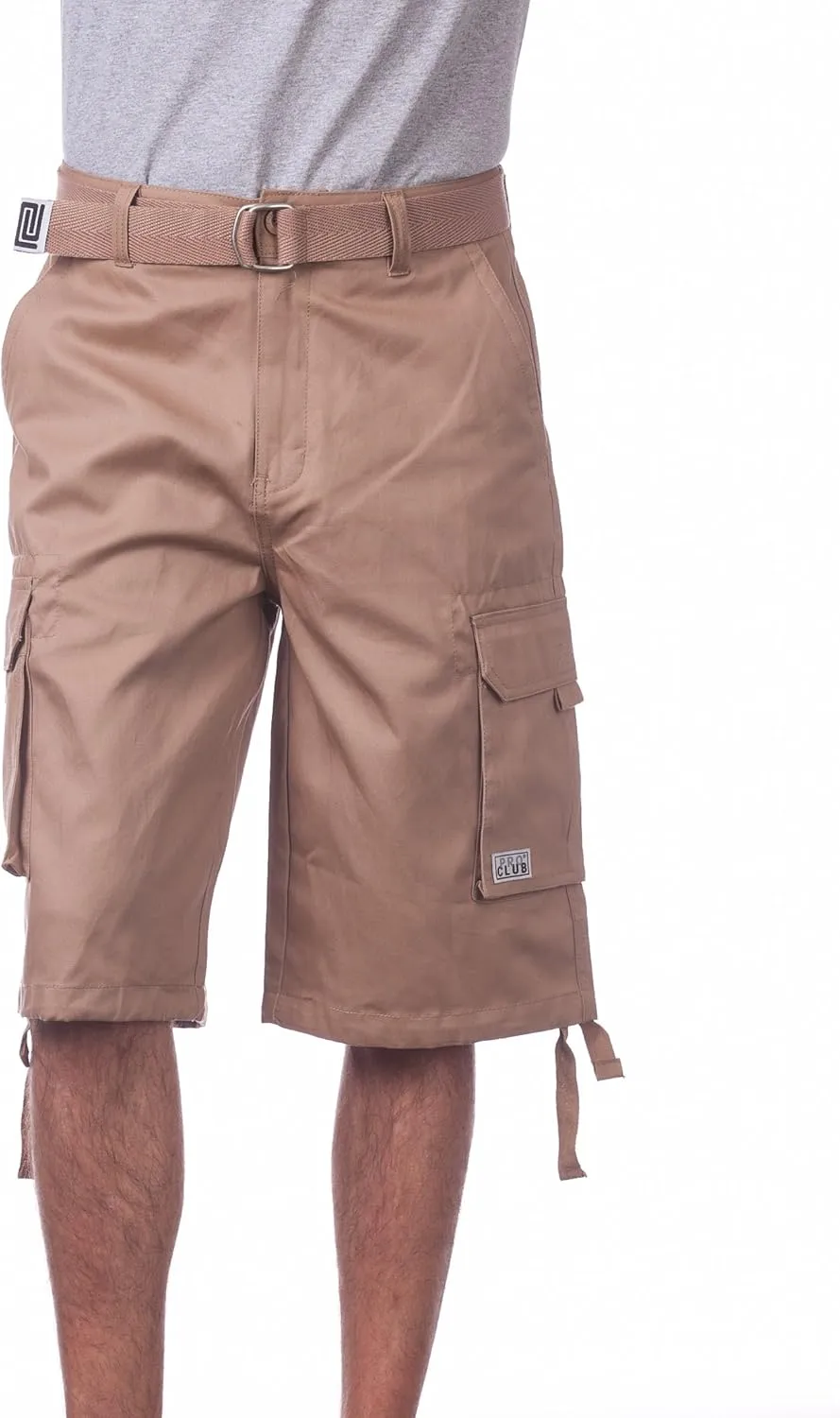 Pro Club Men's Cotton Twill Cargo Shorts with Belt - Regular and Big & Tall Sizes