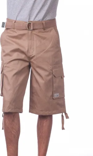 Pro Club Men's Cotton Twill Cargo Shorts with Belt - Regular and Big & Tall Sizes