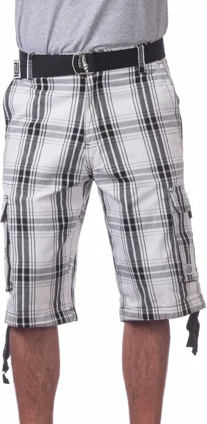 Pro Club Men's Cotton Twill Cargo Shorts with Belt - Regular and Big & Tall Sizes