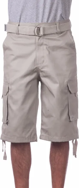 Pro Club Men's Cotton Twill Cargo Shorts with Belt - Regular and Big & Tall Sizes