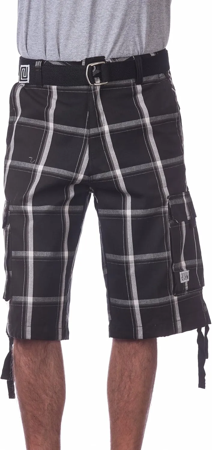 Pro Club Men's Cotton Twill Cargo Shorts with Belt - Regular and Big & Tall Sizes