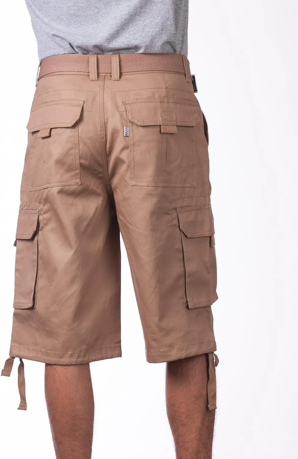 Pro Club Men's Cotton Twill Cargo Shorts with Belt - Regular and Big & Tall Sizes