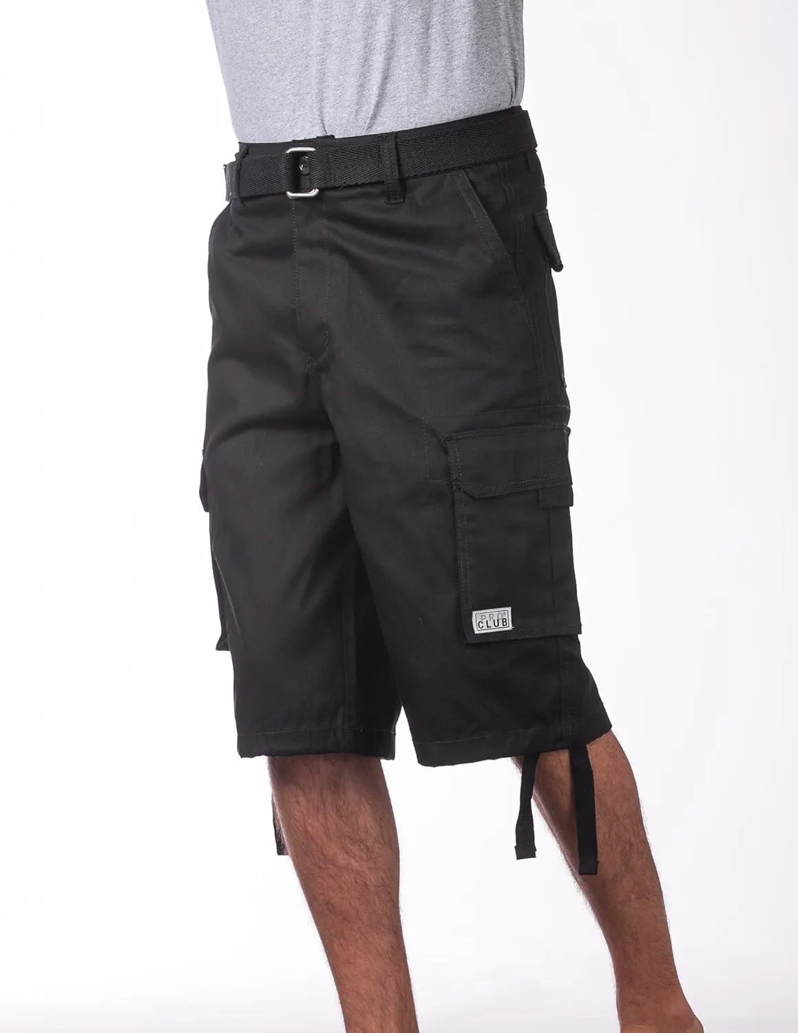 Pro Club Men's Cotton Twill Cargo Shorts with Belt - Regular and Big & Tall Sizes