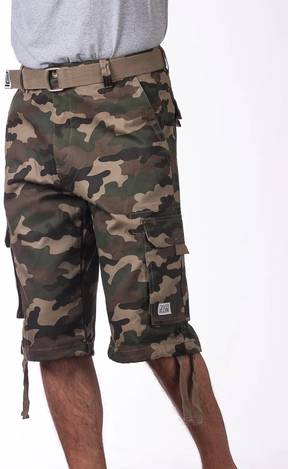 Pro Club Men's Cotton Twill Cargo Shorts with Belt - Regular and Big & Tall Sizes