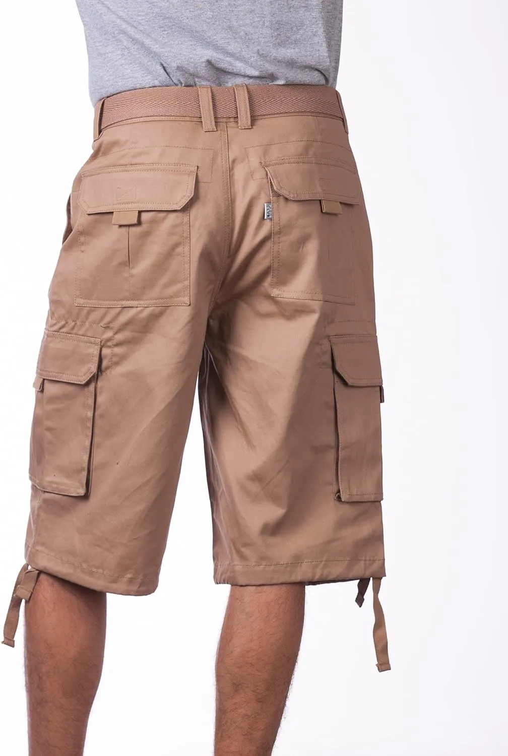 Pro Club Men's Cotton Twill Cargo Shorts with Belt - Regular and Big & Tall Sizes