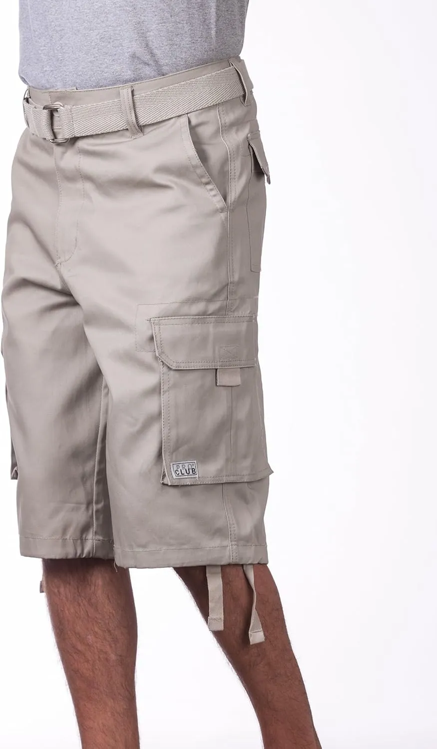 Pro Club Men's Cotton Twill Cargo Shorts with Belt - Regular and Big & Tall Sizes