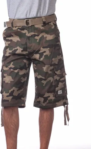 Pro Club Men's Cotton Twill Cargo Shorts with Belt - Regular and Big & Tall Sizes