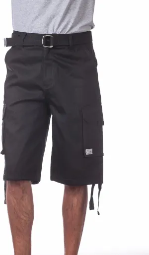 Pro Club Men's Cotton Twill Cargo Shorts with Belt - Regular and Big & Tall Sizes