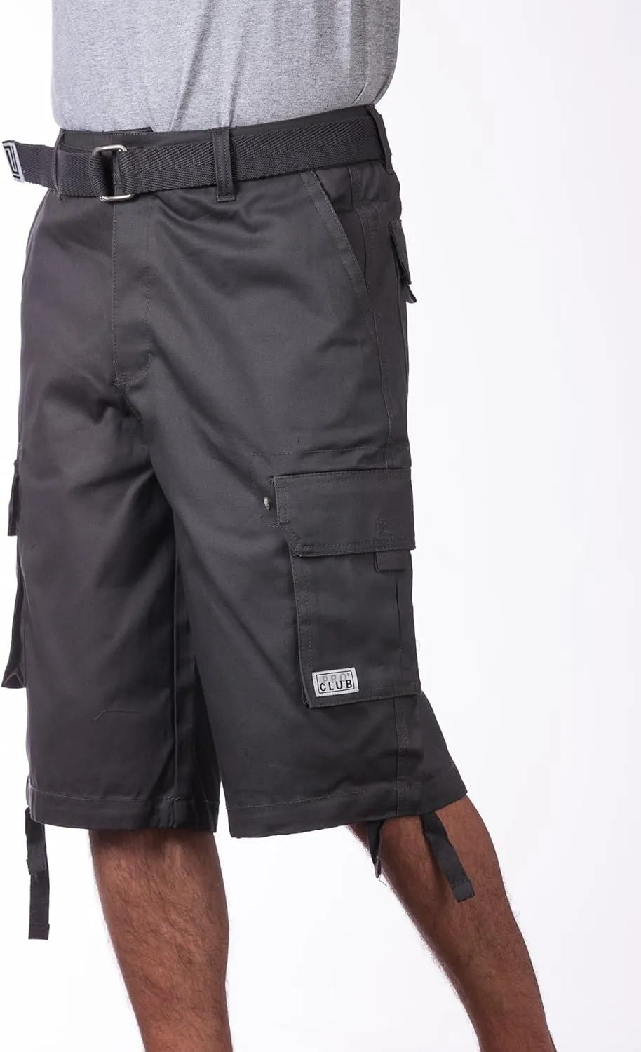 Pro Club Men's Cotton Twill Cargo Shorts with Belt - Regular and Big & Tall Sizes