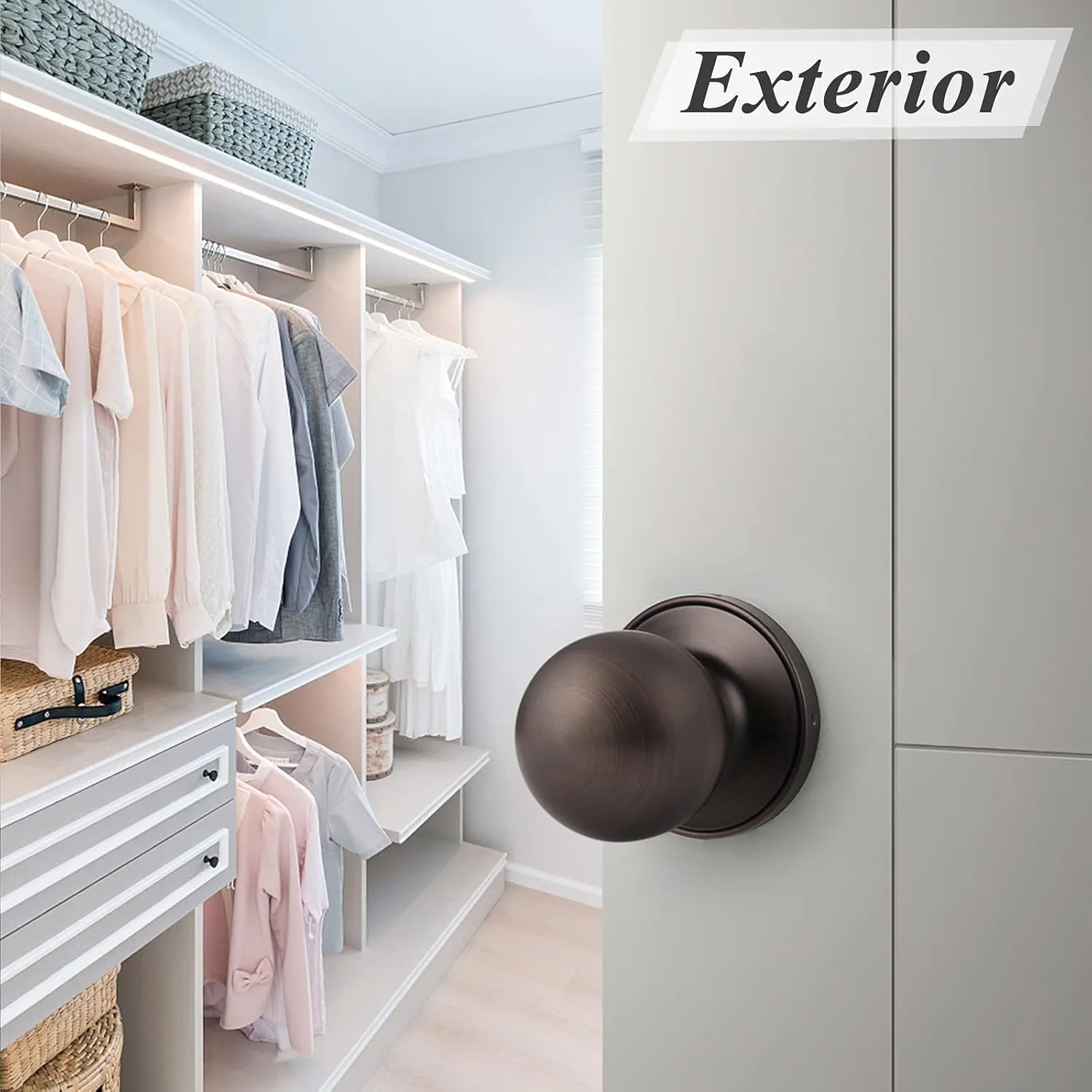 Probrico Oil Rubbed Bronze Passage Leverset Door Knob Handles Interior Keyless Lockset 5 Pack