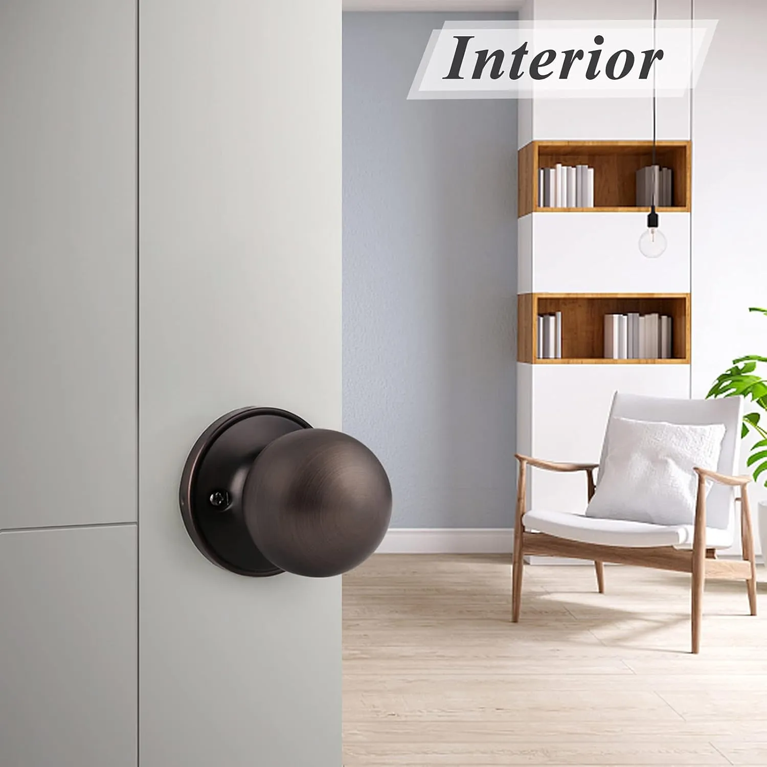 Probrico Oil Rubbed Bronze Passage Leverset Door Knob Handles Interior Keyless Lockset 5 Pack