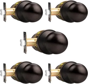 Probrico Oil Rubbed Bronze Passage Leverset Door Knob Handles Interior Keyless Lockset 5 Pack