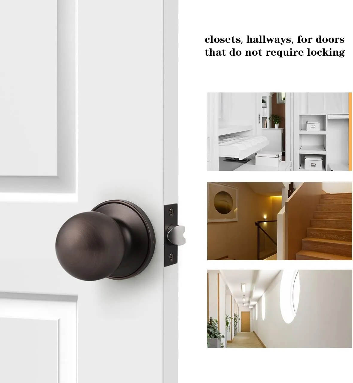Probrico Oil Rubbed Bronze Passage Leverset Door Knob Handles Interior Keyless Lockset 5 Pack