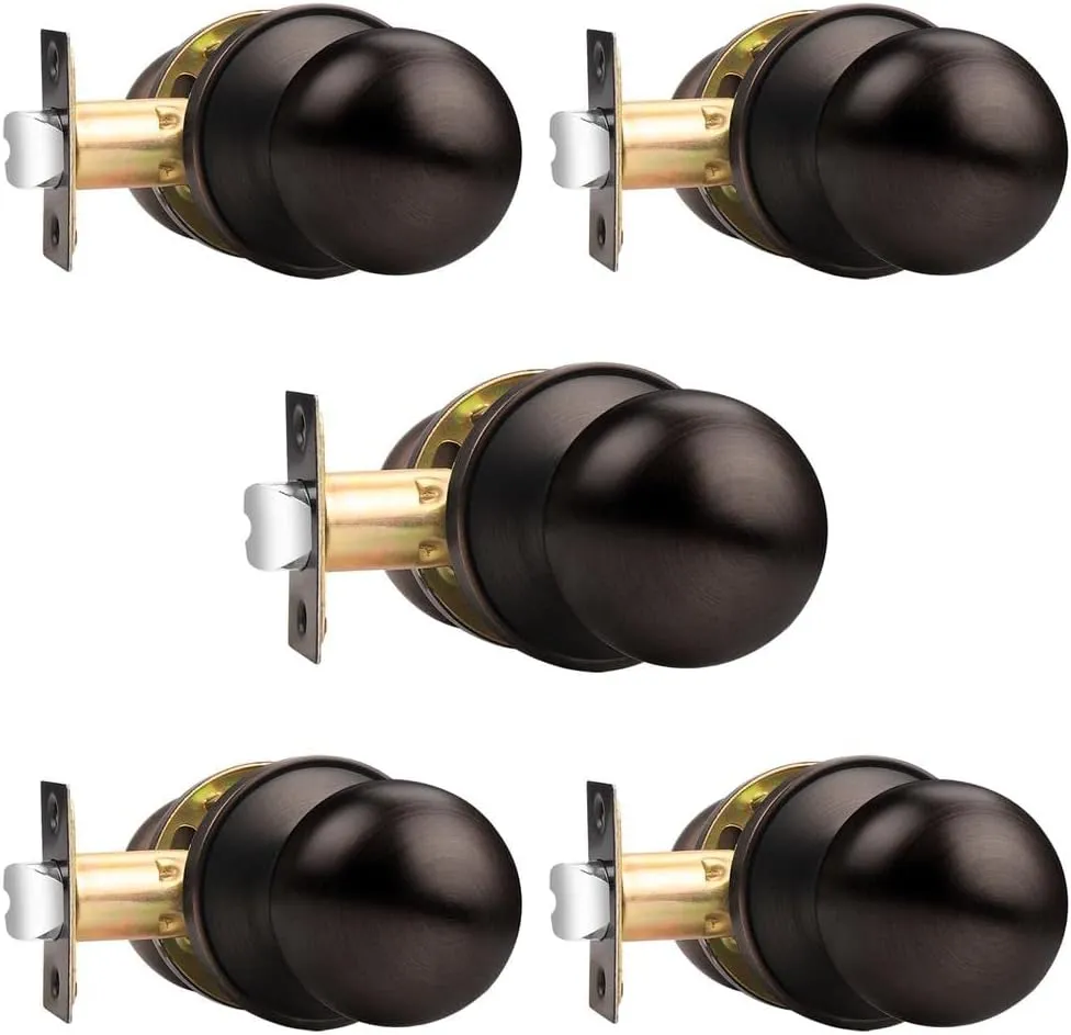 Probrico Oil Rubbed Bronze Passage Leverset Door Knob Handles Interior Keyless Lockset 5 Pack