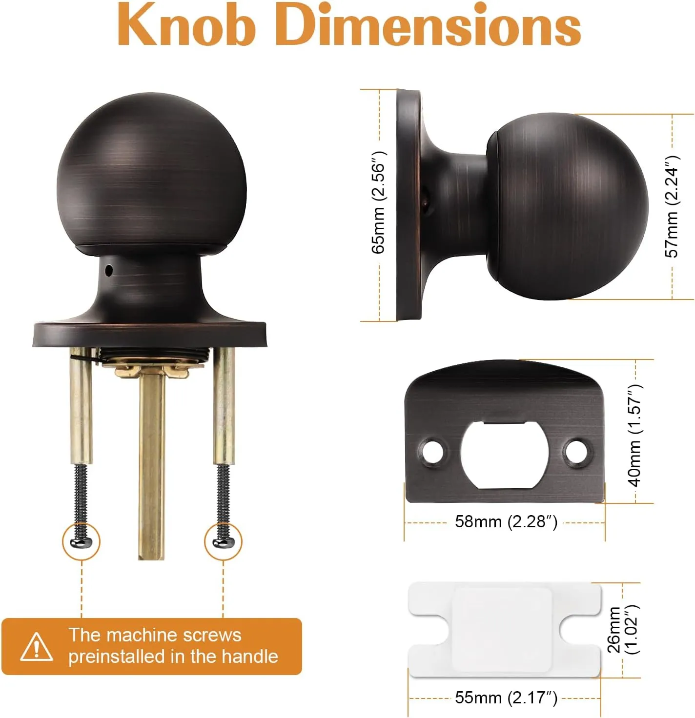 Probrico Oil Rubbed Bronze Passage Leverset Door Knob Handles Interior Keyless Lockset 5 Pack