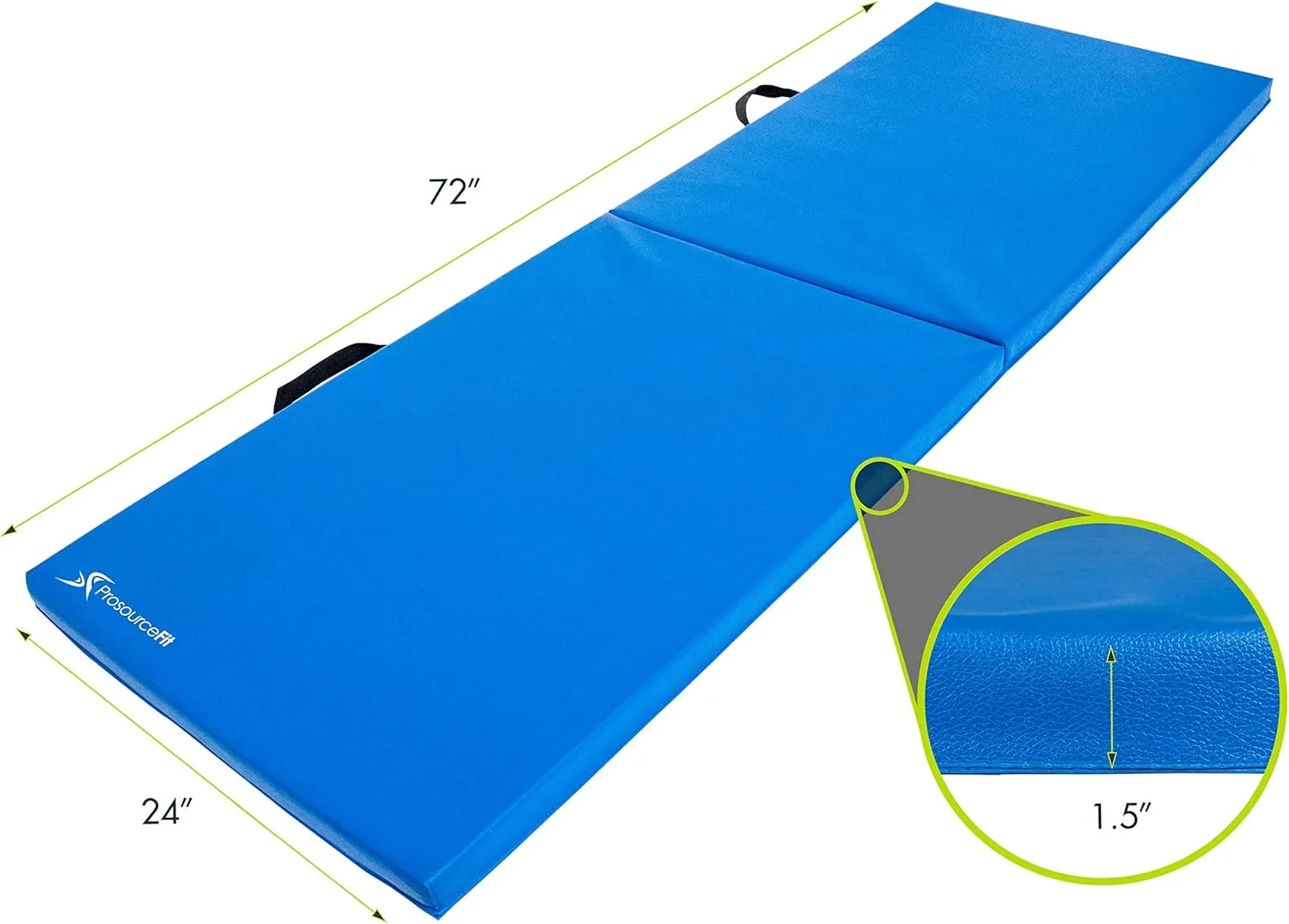 ProsourceFit Bi-Fold Folding Thick Exercise Mat 6’x2’ with Carrying Handles for MMA, Gymnastics Core Workouts, Grey