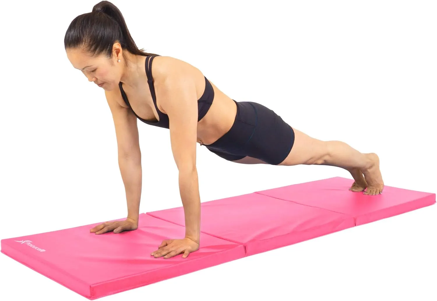 ProsourceFit Tri-Fold Folding Thick Exercise Mat 6'x2' with Carrying Handles for MMA, Gymnastics, Stretching, Core Workouts, Purple