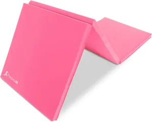 ProsourceFit Tri-Fold Folding Thick Exercise Mat 6'x2' with Carrying Handles for MMA, Gymnastics, Stretching, Core Workouts, Purple