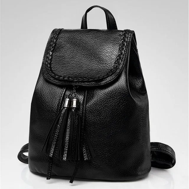 PU Bags Travel Wi-Fi-enabled Girls Shoulder Bags Feminina Mochila Tassel Backpacks REPRCLA School Knapsack Leather Fashion Client-focused service for Women