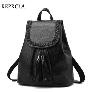 PU Bags Travel Wi-Fi-enabled Girls Shoulder Bags Feminina Mochila Tassel Backpacks REPRCLA School Knapsack Leather Fashion Client-focused service for Women