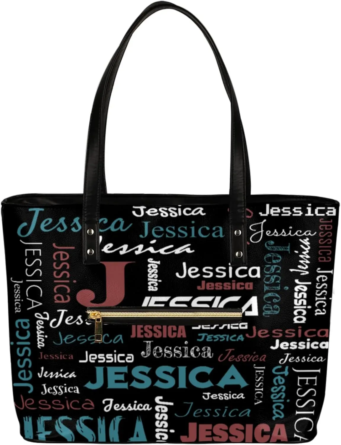 PU Leather Custom Tote Bag for Women, Personalized Initial Shoulder Beach Bags Customized Handles Bag