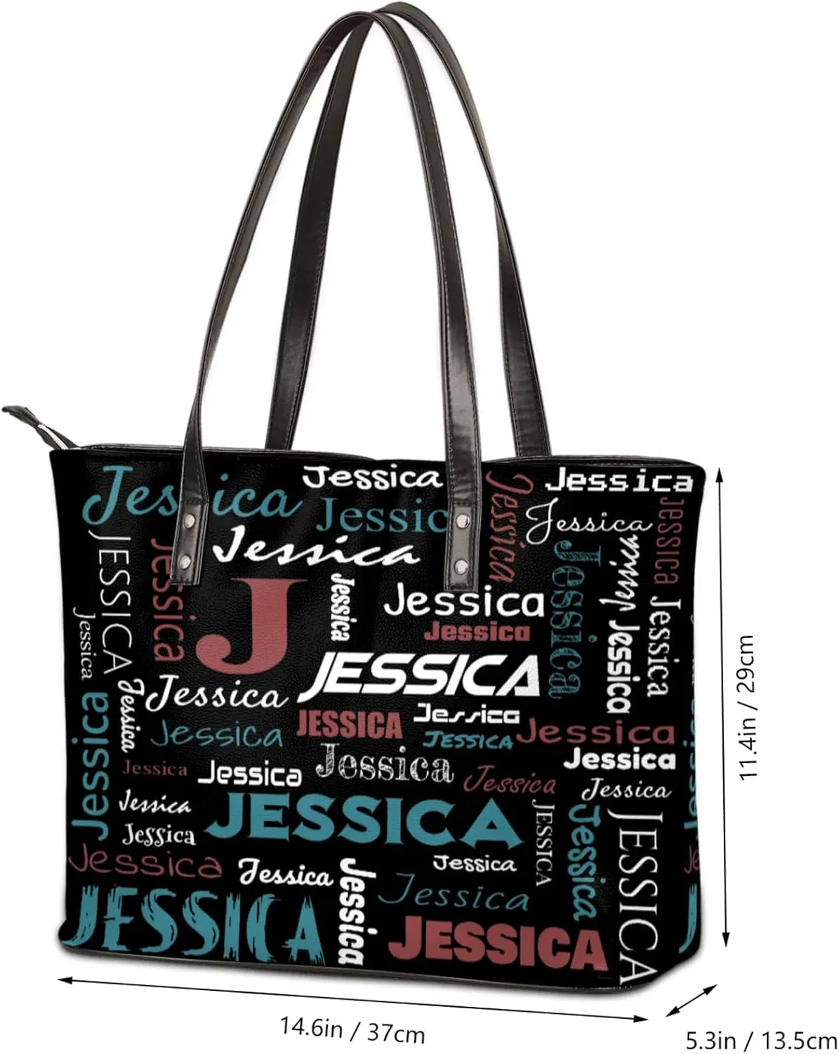 PU Leather Custom Tote Bag for Women, Personalized Initial Shoulder Beach Bags Customized Handles Bag
