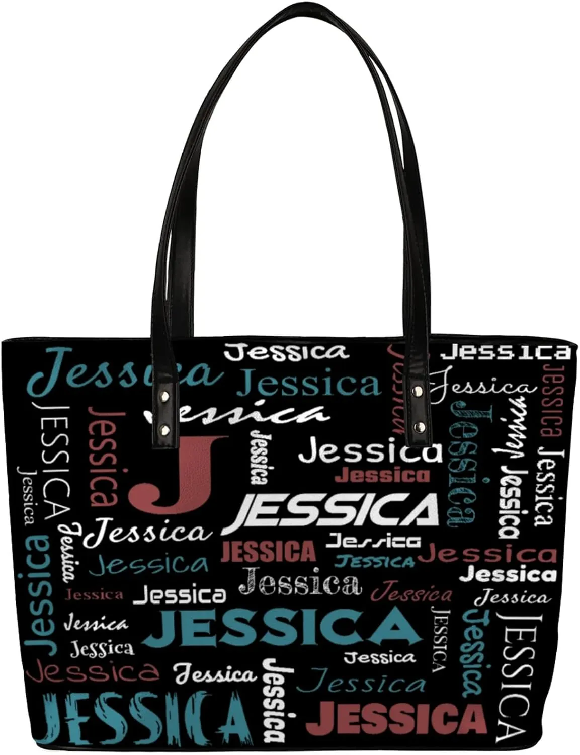PU Leather Custom Tote Bag for Women, Personalized Initial Shoulder Beach Bags Customized Handles Bag
